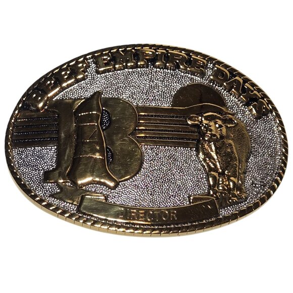 Beef Empire Days Belt Buckle 1983 Director 24k Gold Plated Garden City Kansas - Picture 16 of 16